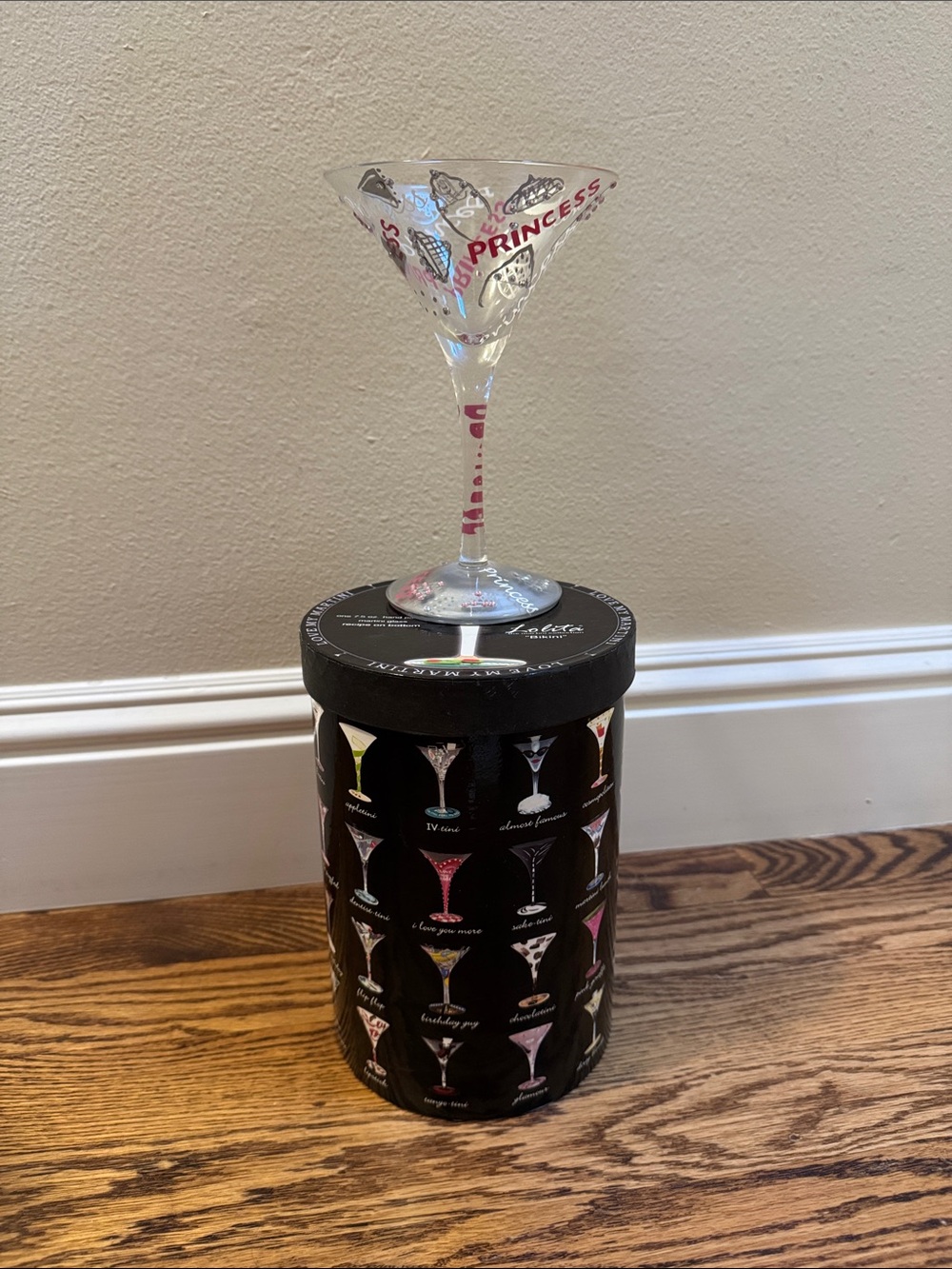 Lolita "Princess" Love My Martini Glass Hand Painted Retired Rare NIB